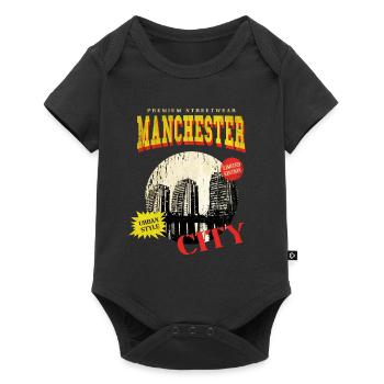 Manchester Angleterre UK City Skyline Vintage Rétro - Body à manches courtes Premium Bébé - noir - Devant