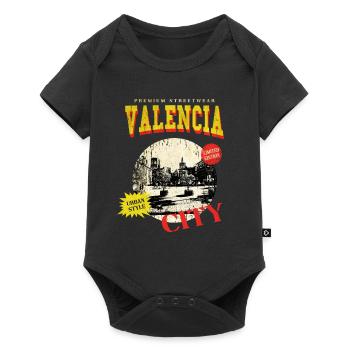 Valencia Spain City Skyline Vintage Retro - Baby Premium short-sleeve bodysuit - black - Front