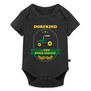 Dorfkind und stolz darauf Bauer Traktor Trecker - Baby Premium Kurzarmbody - Schwarz - Vorne