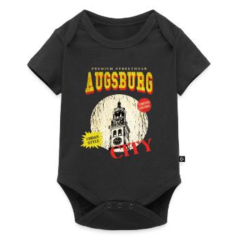 Augsburg Deutschland Stadt Skyline Vintage Retro - Baby Premium Kurzarmbody - Schwarz - Vorne