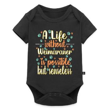 Hund Leben Liebe Hunderasse Weimaraner - Baby Premium Kurzarmbody - Schwarz - Vorne