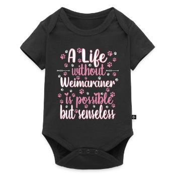 Hund Leben Liebe Hunderasse Weimaraner - Baby Premium Kurzarmbody - Schwarz - Vorne