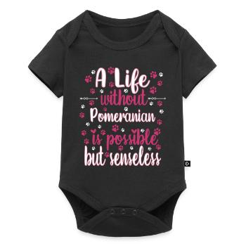 Leben Liebe Hunderasse Pomeraner Hund - Baby Premium Kurzarmbody - Schwarz - Vorne