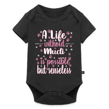 Hund Leben Liebe Hunderasse Mudi - Baby Premium Kurzarmbody - Schwarz - Vorne