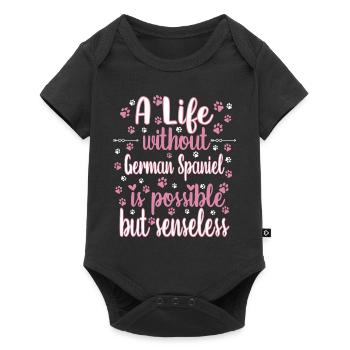 Hund Leben Liebe Hunderasse Spaniel - Baby Premium Kurzarmbody - Schwarz - Vorne