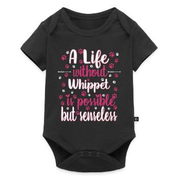Hund Leben Liebe Hunderasse Whippet - Baby Premium Kurzarmbody - Schwarz - Vorne