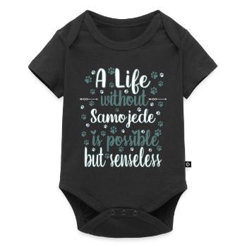 Hund Leben Liebe Hunderasse Samojede - Baby Premium Kurzarmbody - Schwarz - Vorne