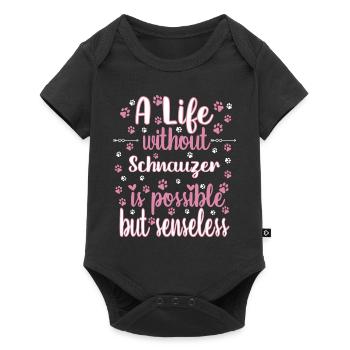 Hund Leben Liebe Hunderasse Schnauzer - Baby Premium Kurzarmbody - Schwarz - Vorne