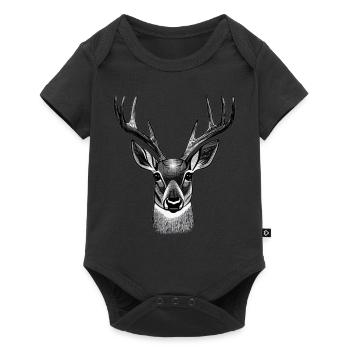 Deer head in autumn Deer antlers Buck Fawn - Baby Premium short-sleeve bodysuit - black - Front
