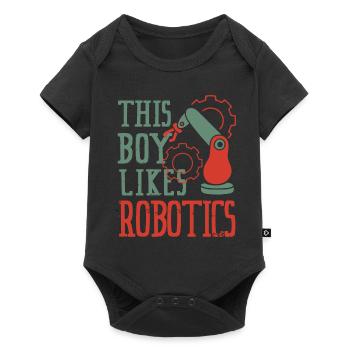 Junge mag Roboter Lustige Technik Elektronik - Baby Premium Kurzarmbody - Schwarz - Vorne