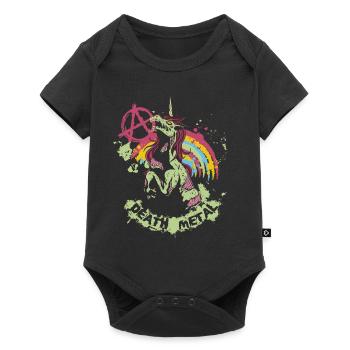 Death Metal Einhorn Musik Metal Head Rocker Heavy - Baby Premium Kurzarmbody - Schwarz - Vorne