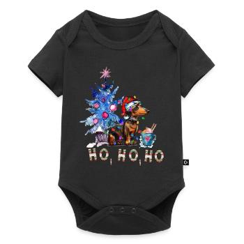 Weihnachtshund Dackel - Baby Premium Kurzarmbody - Schwarz - Vorne
