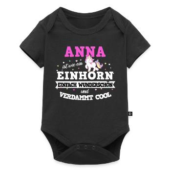 Anna Frauen Vorname Anna Geburtstag Geschenk - Baby Premium Kurzarmbody - Schwarz - Vorne