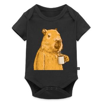 Capybara Coffee - Baby Premium Kurzarmbody - Schwarz - Vorne