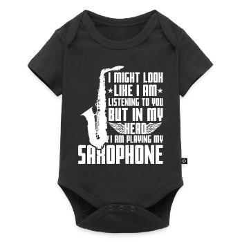 Dire Saxophone drôle - Body à manches courtes Premium Bébé - noir - Devant