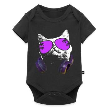 Katze Sonnenbrille Kätzchen Katzenliebe Katzenlieb - Baby Premium Kurzarmbody - Schwarz - Vorne