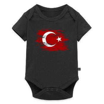 Drapeau de la Turquie utilisé - Body à manches courtes Premium Bébé - noir - Devant