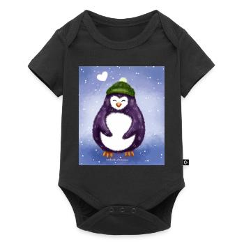 Winter Pinguin - Baby Premium Kurzarmbody - Schwarz - Vorne