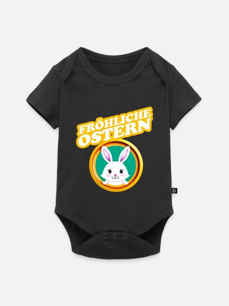 Fröhliche Ostern Osterhase - Baby Premium Kurzarmbody - Schwarz