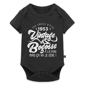1953 Anniversaire vintage bogosse de 70 Ans - Body à manches courtes Premium Bébé - noir - Devant