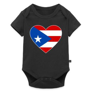 Puerto Rico Flag Heart - Baby Premium short-sleeve bodysuit - black - Front