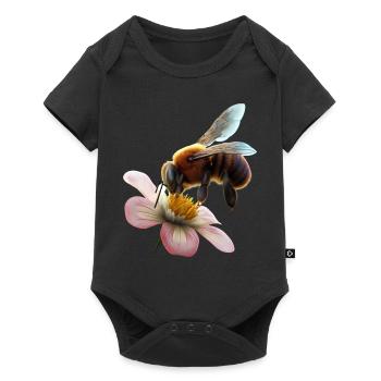 Bee on flower - Baby Premium short-sleeve bodysuit - black - Front