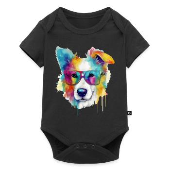 Rexo le chien à lunettes - Body à manches courtes Premium Bébé - noir - Devant