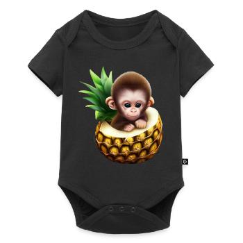 Little monkey in a pineapple - Baby Premium short-sleeve bodysuit - black - Front