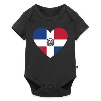 Cœur de drapeau dominicain - Body à manches courtes Premium Bébé - noir - Devant