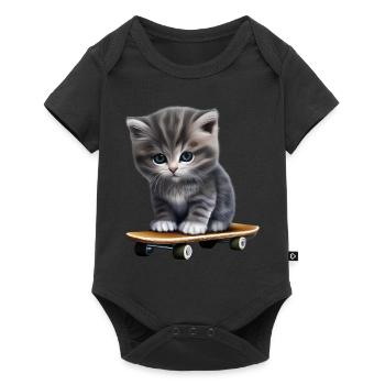 Chaton skateboard - Body à manches courtes Premium Bébé - noir - Devant