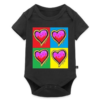 pop 4 Hearts - Baby Premium short-sleeve bodysuit - black - Front