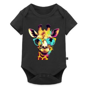 Aliz die Giraffe - Baby Premium Kurzarmbody - Schwarz - Vorne