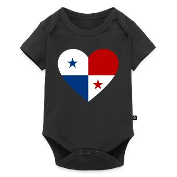 Panama Flag Heart - Baby Premium short-sleeve bodysuit - black - Front