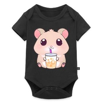 Hamster Kawaii avec thé à bulles - Body à manches courtes Premium Bébé - noir - Devant