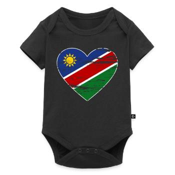 Namibia flag heart used - Baby Premium short-sleeve bodysuit - black - Front