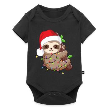 Drôle de Noël paresseux. Paresseux de Noël - Body à manches courtes Premium Bébé - noir - Devant