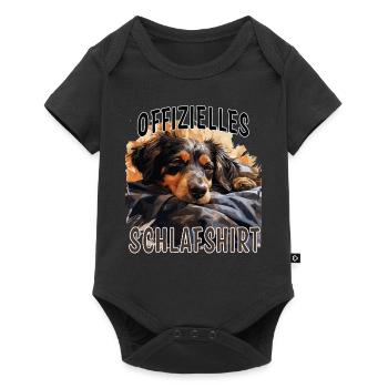 Offizielles Schlafshirt süßer Dackel Hund - Baby Premium Kurzarmbody - Schwarz - Vorne