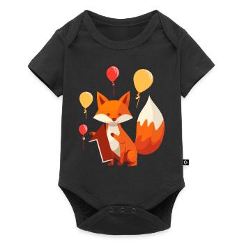 Unser kleiner Fuchs wird 1! - Baby Premium Kurzarmbody - Schwarz - Vorne