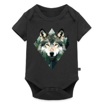 Forêt de loups Montagnes Loups Nature Animaux - Body à manches courtes Premium Bébé - noir - Devant