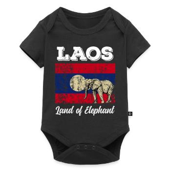 Laos Lao Laotian Flag Elephant Lao I Gift - Baby Premium short-sleeve bodysuit - black - Front