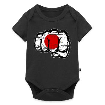 Poing à main de drapeau du Japon utilisé - Body à manches courtes Premium Bébé - noir - Devant