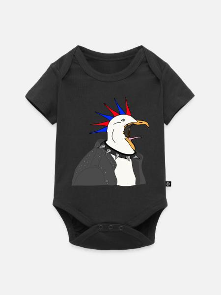 Möwe als Punkrocker - Baby Premium Kurzarmbody - Schwarz