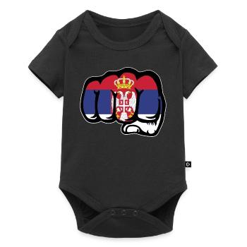 Serbien Flagge Faust Symbol - Baby Premium Kurzarmbody - Schwarz - Vorne
