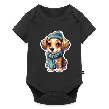 Woof d’hiver dans la neige - Body à manches courtes Premium Bébé - noir - Devant