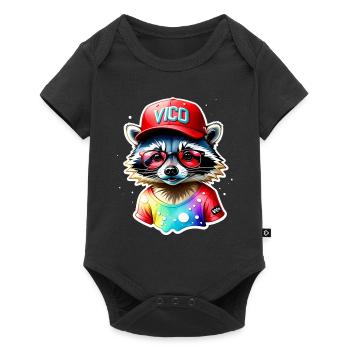 Cool raccoon with cap and goggles - Baby Premium short-sleeve bodysuit - black - Front