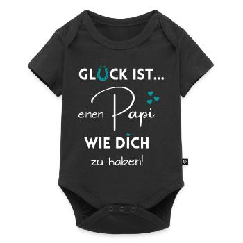 Glück ist, einen Papi wie Dich zu haben - Baby Premium Kurzarmbody - Schwarz - Vorne