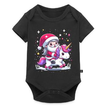 Santa Claus and Unicorn - Baby Premium short-sleeve bodysuit - black - Front