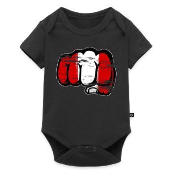 Peru Flagge Faust Hand used - Baby Premium Kurzarmbody - Schwarz - Vorne