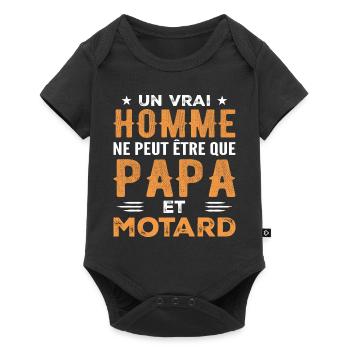 A Real Man Is Just Dad and Biker - Baby Premium short-sleeve bodysuit - black - Front