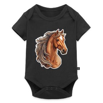 Pferdekopf - Baby Premium Kurzarmbody - Schwarz - Vorne